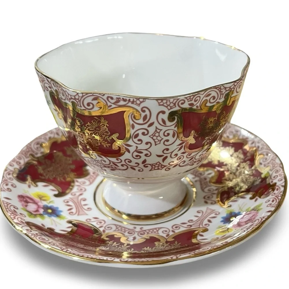 Vintage Salisbury Bone China “Versailles” Teacup and Saucer Set